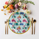 8 Ct. Food Truck Party Paper Dessert Plates Metallic Gold Foil Trim 7"