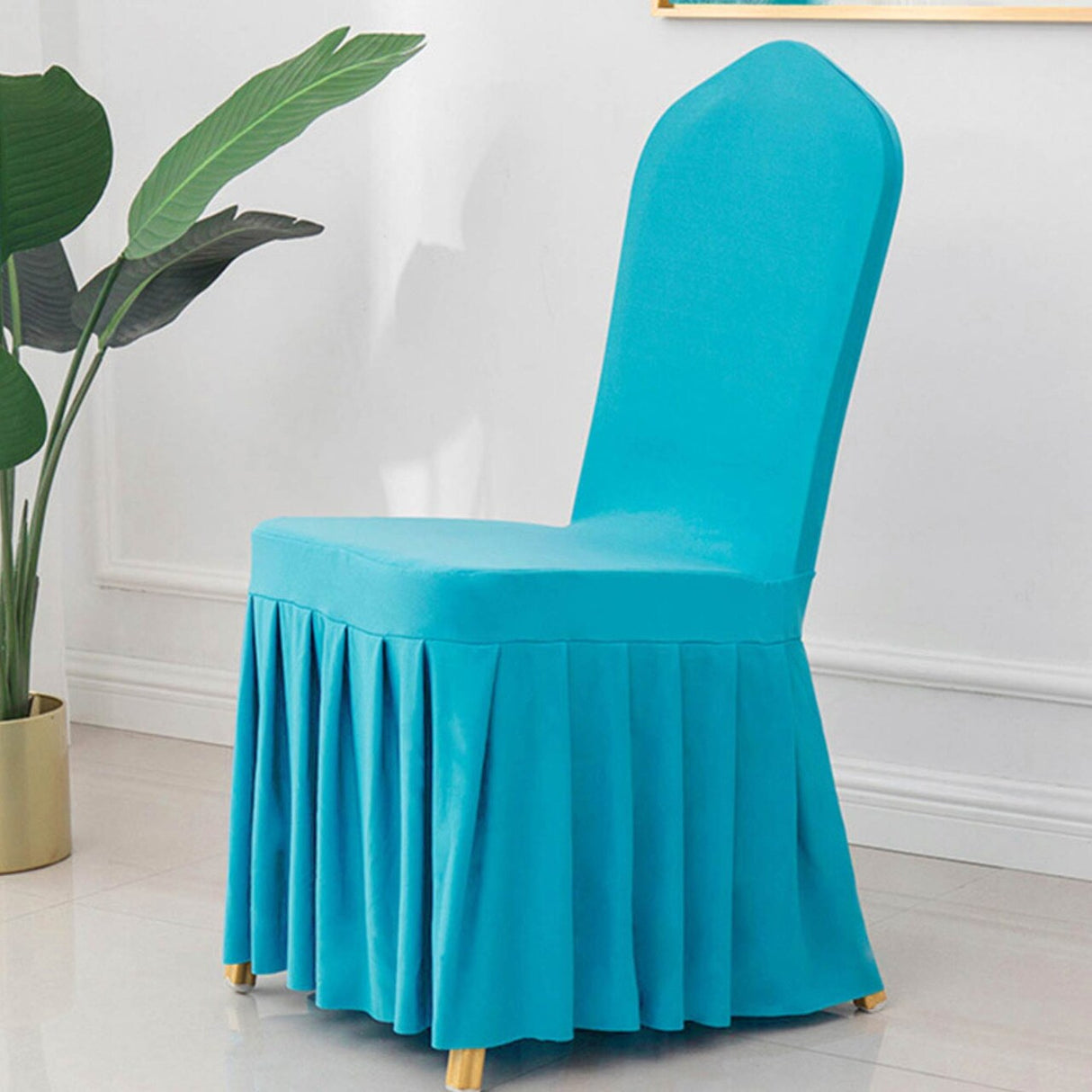 Spandex Banquet Skirt Chair Cover Turquoise Elegant Stretch Skirt Fit Durable Event Decor