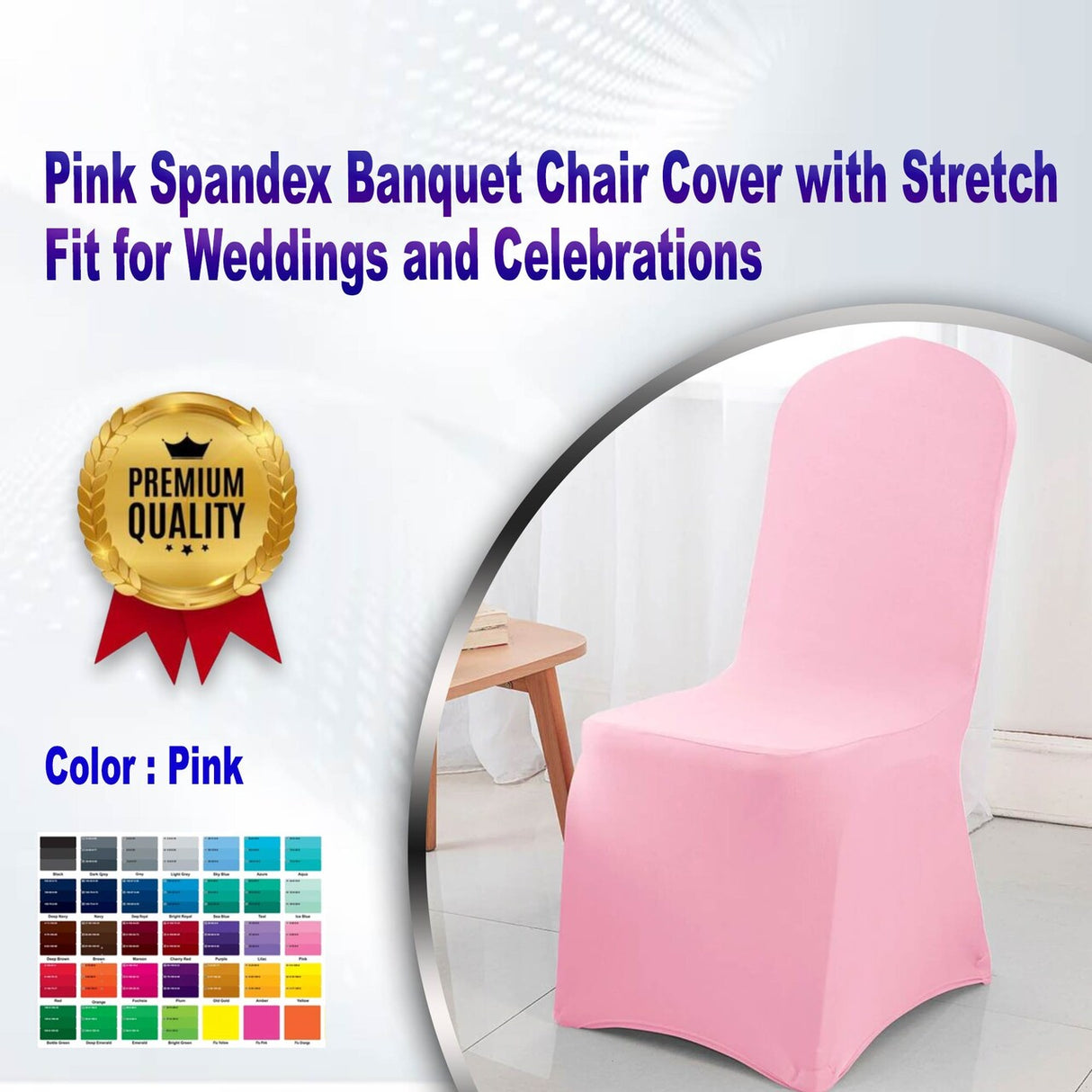 Pink Spandex Banquet Chair Cover with Stretch Fit for Weddings and Celebrations