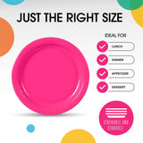 50 Count Cerise Hot Pink Paper Plates 9 Inch Premium Disposable Party Dinnerware for Events