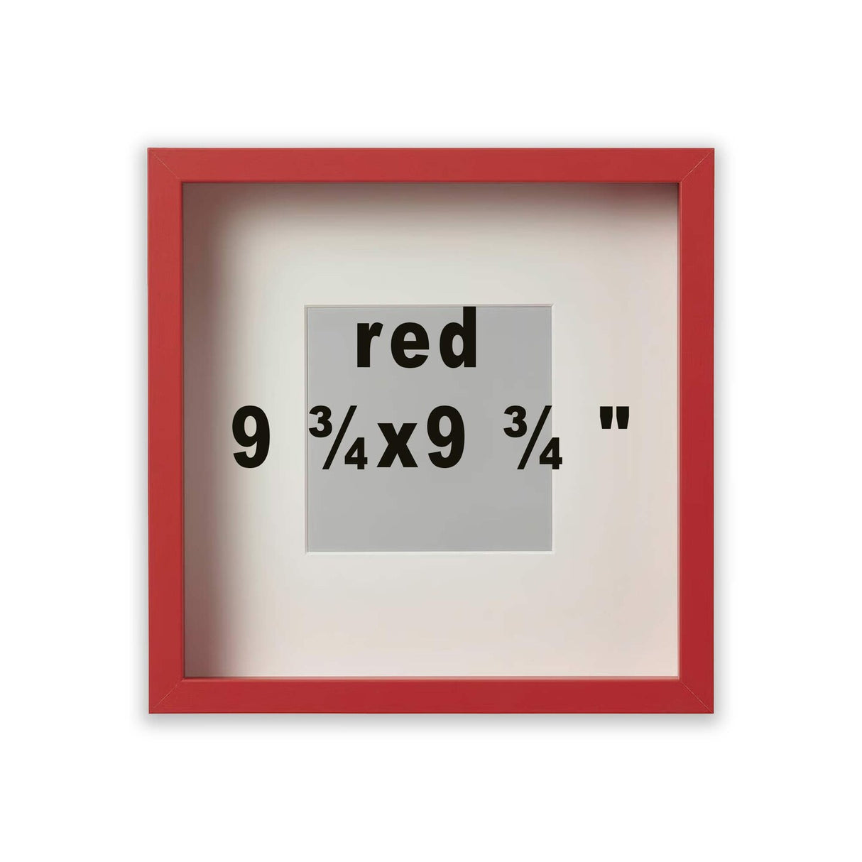 9 ¾x9 ¾" Red Frame with Acid-Free Mat & ALFTA Adhesive Hook – Deep Design for Hanging or Standing