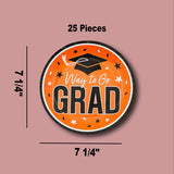 25 Count Orange Way to Go Grad Dessert Plates Grad Party Disposable Plates 7 1/4 Inch