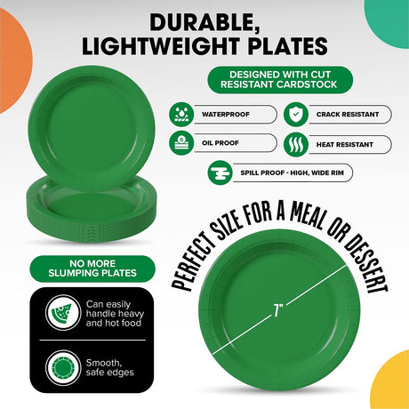 1000 Count Emerald Green Paper Party Plates Disposable Supplies 7 Inch