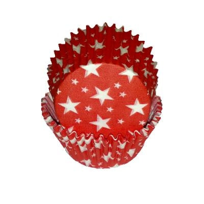 Red White Star Paper Standard Size Baking Cups - 100 Pack
