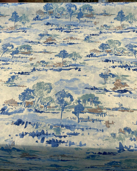 Waverly Imagery 100 Percent Cotton Fabric - Sky Blue Watercolor Toile, 54" Width (1 Yard)