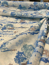 Waverly Imagery 100 Percent Cotton Fabric - Sky Blue Watercolor Toile, 54" Width (1 Yard)