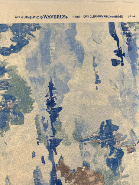 Waverly Imagery 100 Percent Cotton Fabric - Sky Blue Watercolor Toile, 54" Width (1 Yard)