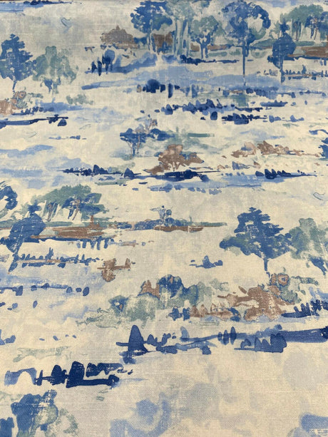 Waverly Imagery 100 Percent Cotton Fabric - Sky Blue Watercolor Toile, 54" Width (1 Yard)