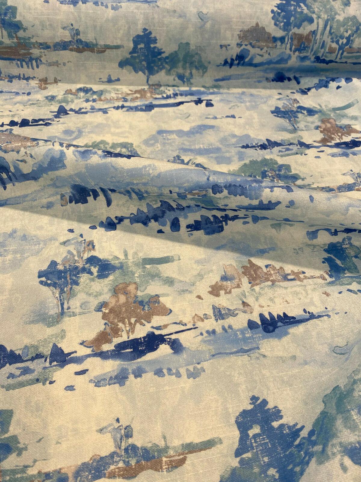 Waverly Imagery 100 Percent Cotton Fabric - Sky Blue Watercolor Toile, 54" Width (1 Yard)