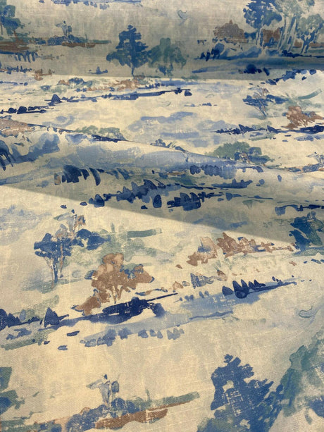 Waverly Imagery 100 Percent Cotton Fabric - Sky Blue Watercolor Toile, 54" Width (1 Yard)