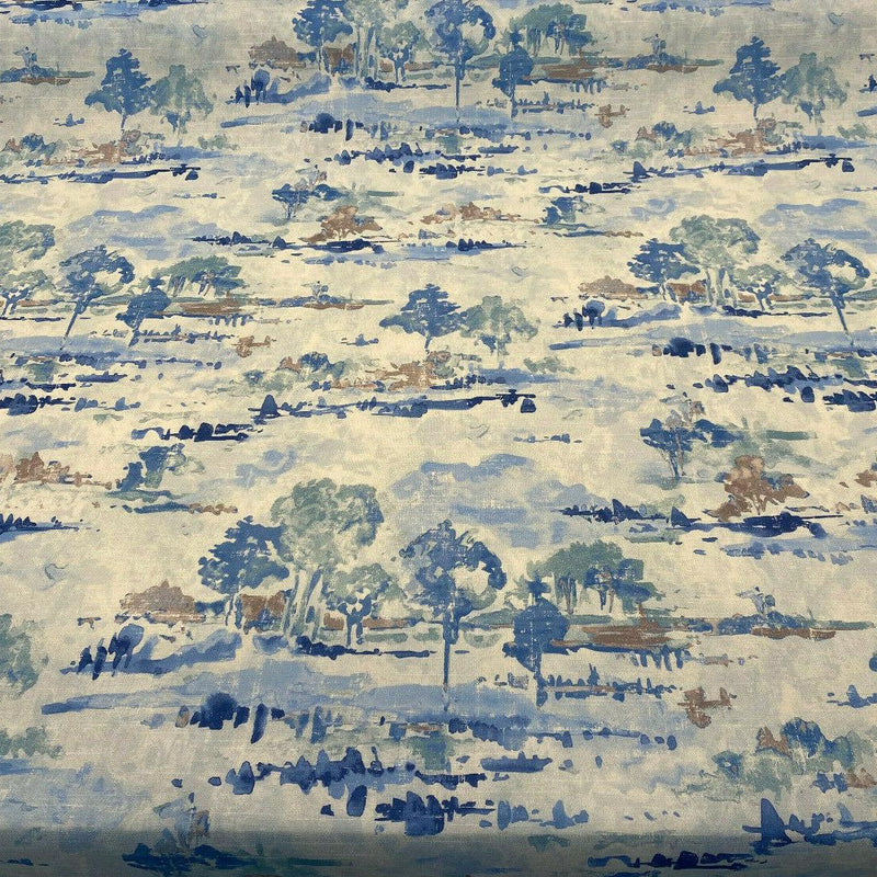 Waverly Imagery 100 Percent Cotton Fabric - Sky Blue Watercolor Toile, 54" Width (1 Yard)