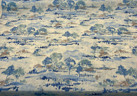 Waverly Imagery 100 Percent Cotton Fabric - Sky Blue Watercolor Toile, 54" Width (1 Yard)