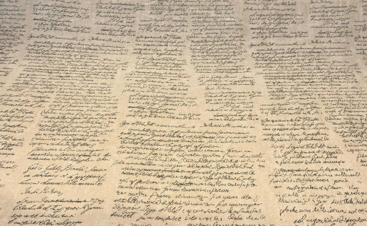 Waverly Scripted Writing Linen Rayon Fabric - Indigo Writing, 54" Width (1 Yard)