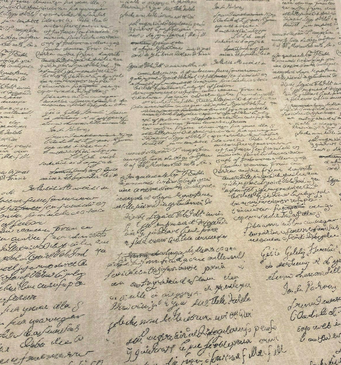 Waverly Scripted Writing Linen Rayon Fabric - Indigo Writing, 54" Width (1 Yard)