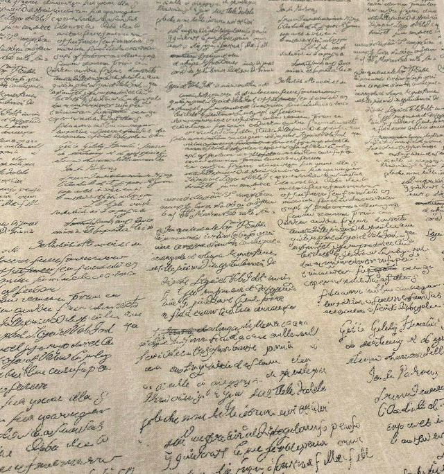 Waverly Scripted Writing Linen Rayon Fabric - Indigo Writing, 54" Width (1 Yard)