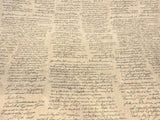 Waverly Scripted Writing Linen Rayon Fabric - Indigo Writing, 54" Width (1 Yard)