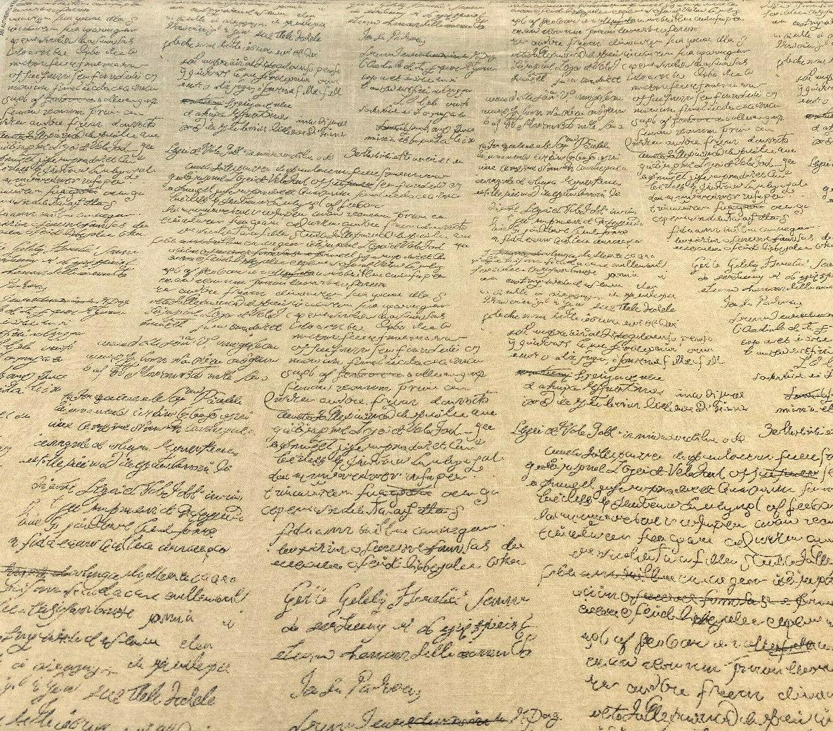 Waverly Scripted Writing Linen Rayon Fabric - Indigo Writing, 54" Width (1 Yard)