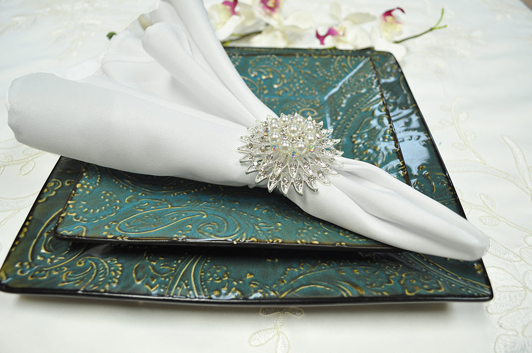 Brushed Polyester Dinner Napkins White 17x17
