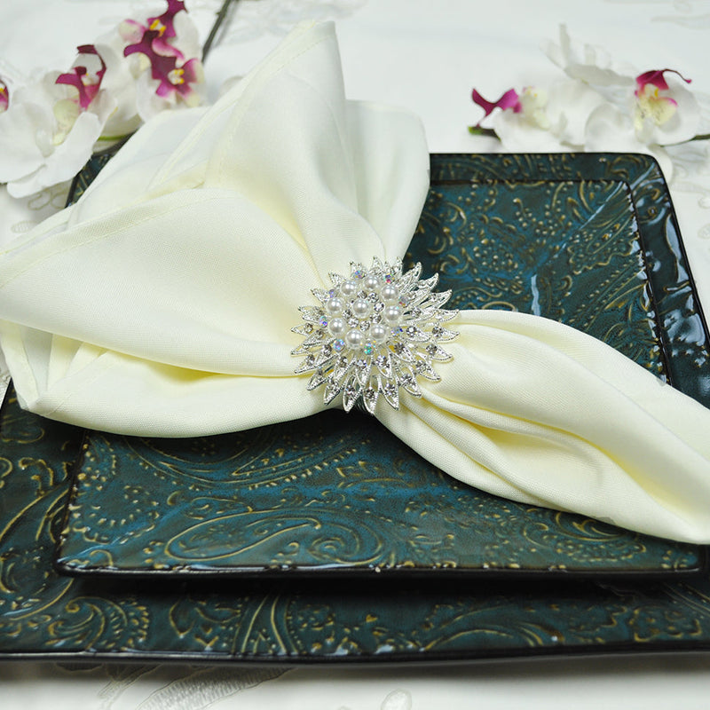 Brushed Polyester Dinner Napkin Sample 17x17 Ivory