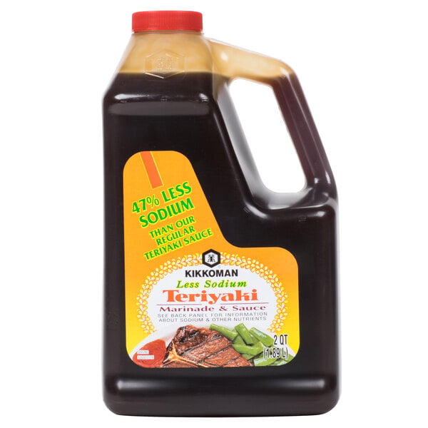 Kikkoman Less Sodium Teriyaki Marinade and Sauce .5 Gallon Container - 6/Case