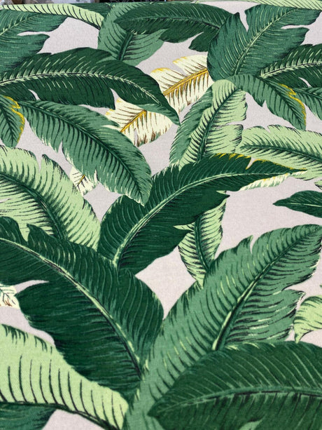 Outdoor Island Hoppin Banana Leaf Gray Polyester Fabric - Gray Banana Leaf Pattern, 54" Width (1 Yard)