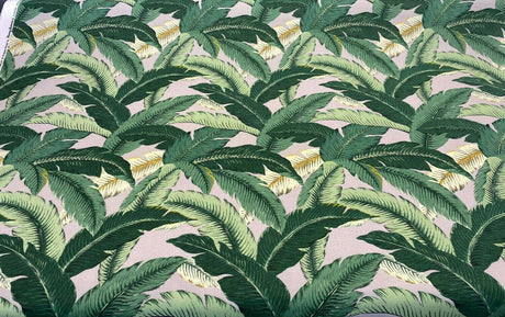 Outdoor Island Hoppin Banana Leaf Gray Polyester Fabric - Gray Banana Leaf Pattern, 54" Width (1 Yard)
