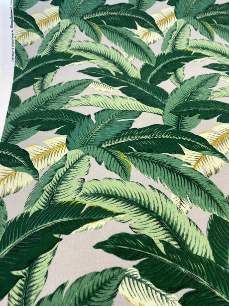 Outdoor Island Hoppin Banana Leaf Gray Polyester Fabric - Gray Banana Leaf Pattern, 54" Width (1 Yard)
