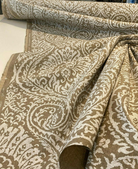 High Note Linen Fabric - Chalk White Floral, 54" Width (1 Yard)