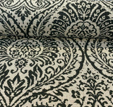 Waverly High Note Ink Black Linen Blend Fabric - Black Floral Print, 54" Width (1 Yard)