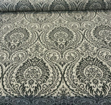Waverly High Note Ink Black Linen Blend Fabric - Black Floral Print, 54" Width (1 Yard)
