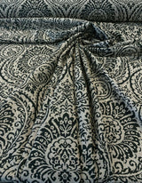 Waverly High Note Ink Black Linen Blend Fabric - Black Floral Print, 54" Width (1 Yard)