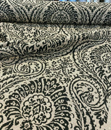 Waverly High Note Ink Black Linen Blend Fabric - Black Floral Print, 54" Width (1 Yard)