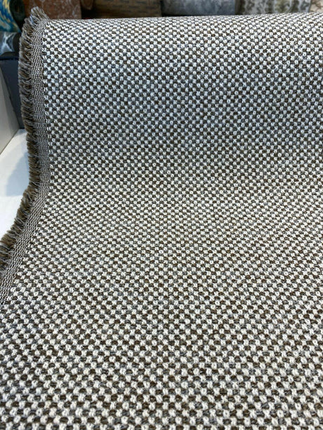 Swavelle Morriston Polyester Acrylic Fabric - Off White With Truffle Brown And Gray, 55" Width (1 Yard)
