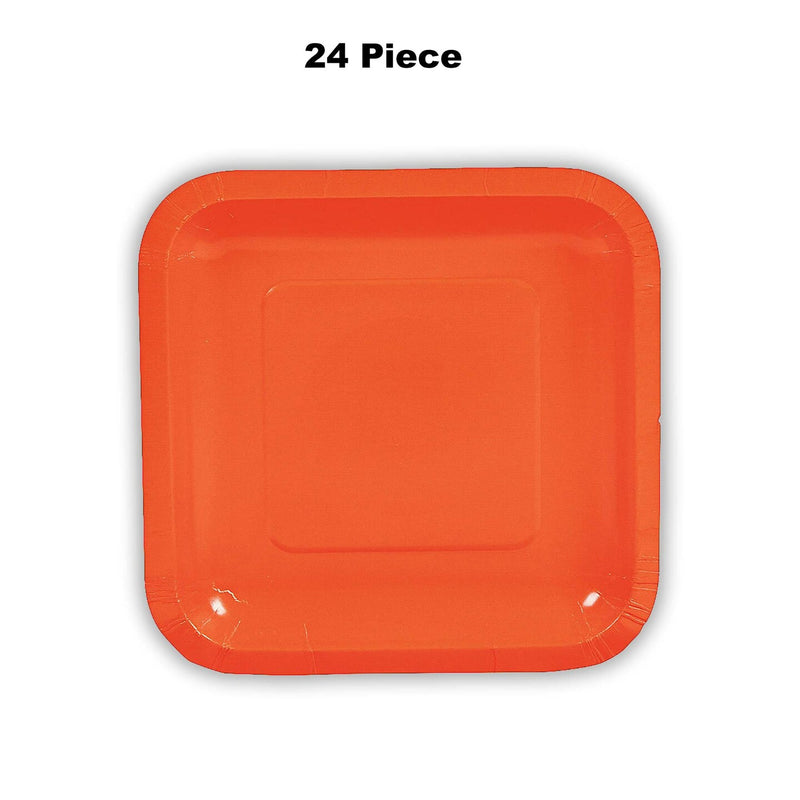 24 Count Orange Square Paper Dessert Plates for Birthday Party Wedding Events 7 Inch