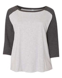 LAT Women's Curvy Collection Baseball Three-Quarter Sleeve Tee