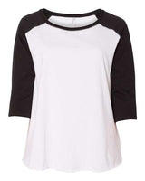 LAT Women's Curvy Collection Baseball Three-Quarter Sleeve Tee