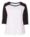 LAT Women's Curvy Collection Baseball Three-Quarter Sleeve Tee