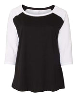 LAT Women's Curvy Collection Baseball Three-Quarter Sleeve Tee
