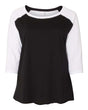 LAT Women's Curvy Collection Baseball Three-Quarter Sleeve Tee