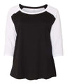 LAT Women's Curvy Collection Baseball Three-Quarter Sleeve Tee