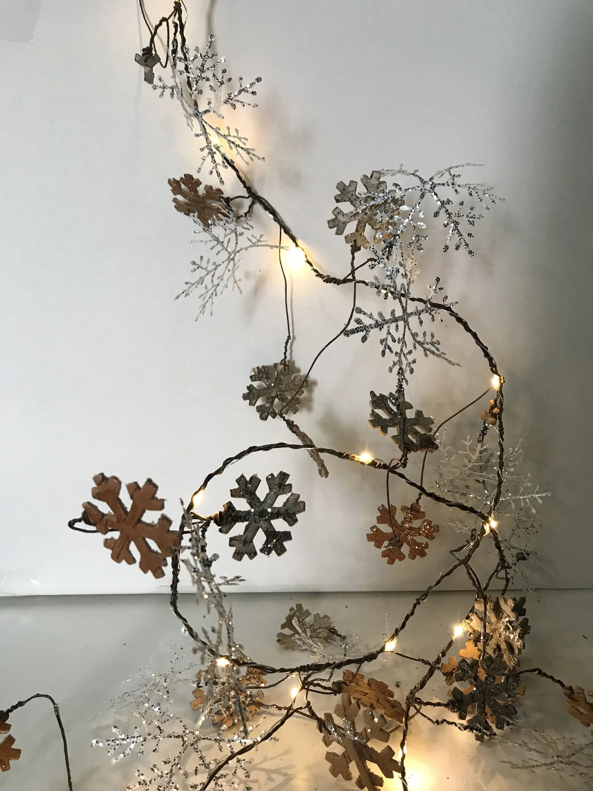 20 LED Glitter Snowflake Copper Fairy Lights