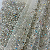 Beaded Lace Fabric on Polyester Net Mesh