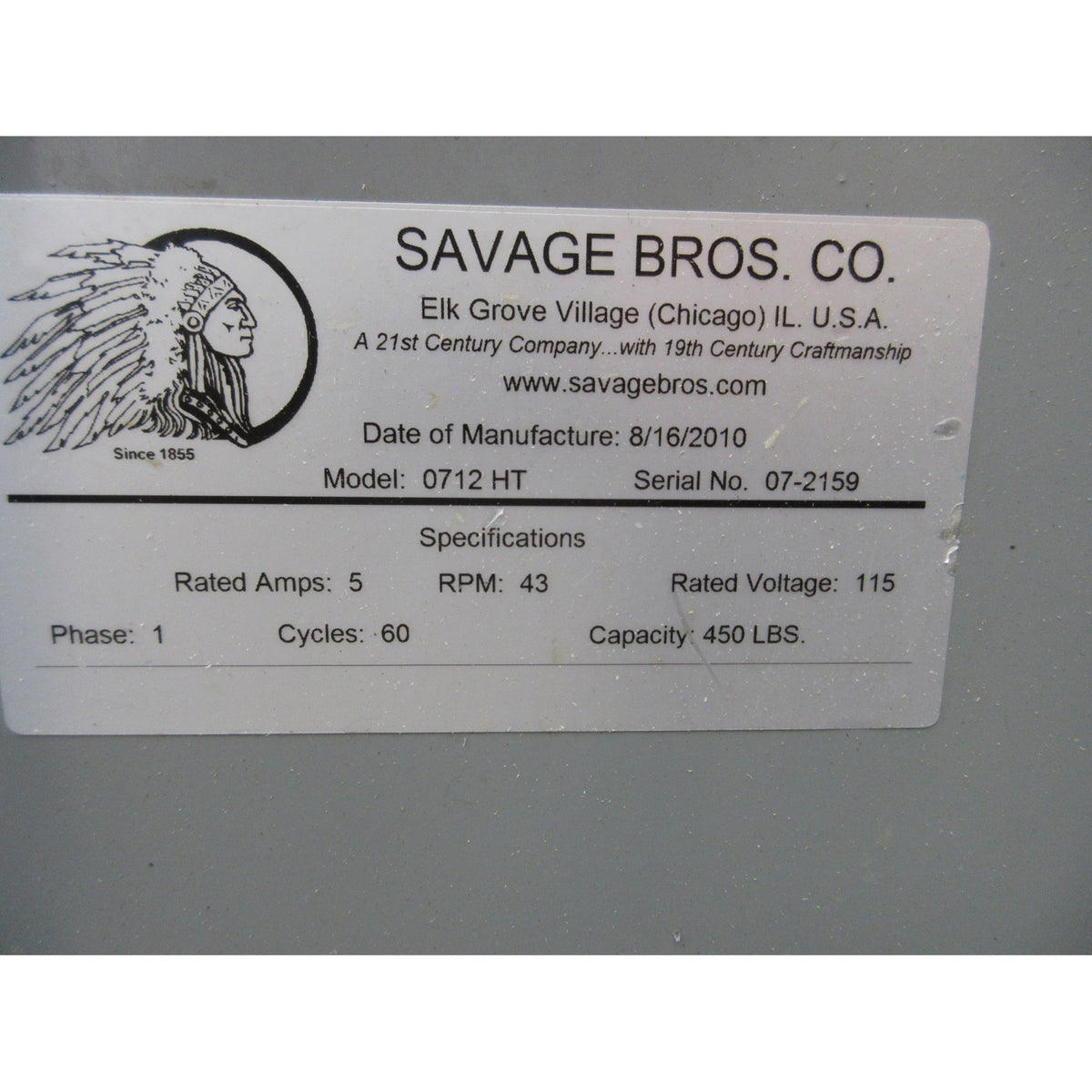 Savage 0712HT Bowl Lift Truck, Used Excellent Condition