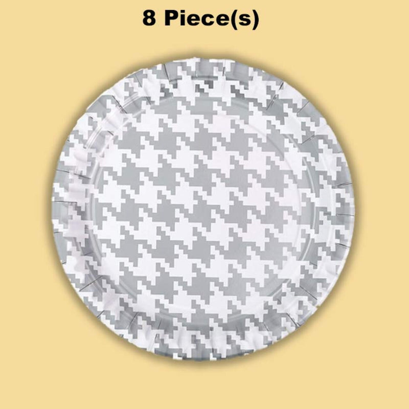 8 Ct. Puppy Party Silver Paper Dinner Plates 9" Birthday Party Plates