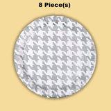 Silver Houndstooth Print Round Paper Dinner Plates 8 Count
