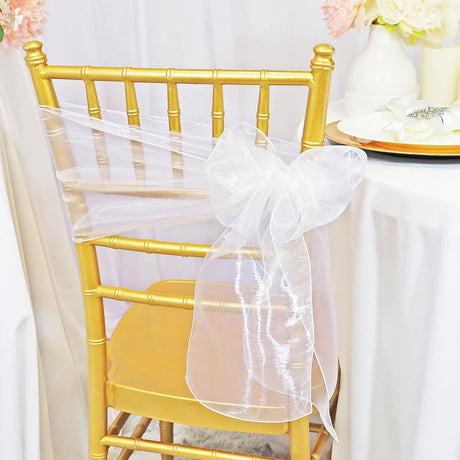 10 Pieces White Organza Chair Sashes for Elegant Wedding Decorations 8x108 inches
