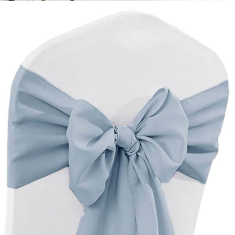 10 Pieces Dusty Blue Polyester Chair Sashes, 8"x108" Durable & Elegant