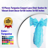 10 Pieces Turquoise Caspari Lace Chair Sashes for Vibrant Event Decor 9x108 inches 9x108 Inches