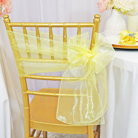 10 Pieces Baby Maize Organza Chair Sashes 8"x108" Sheer Elegant Chair Decor for Weddings & Events