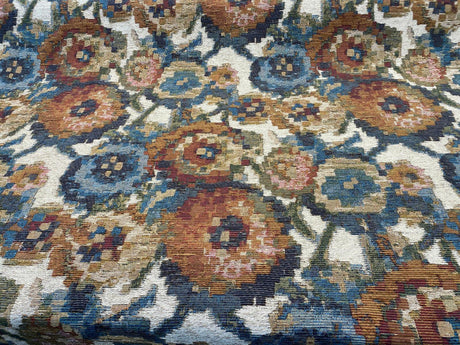 Jewel Cabbage Rose Chenille Fabric - Beige Background, Floral Design, 56" Width (1 Yard)